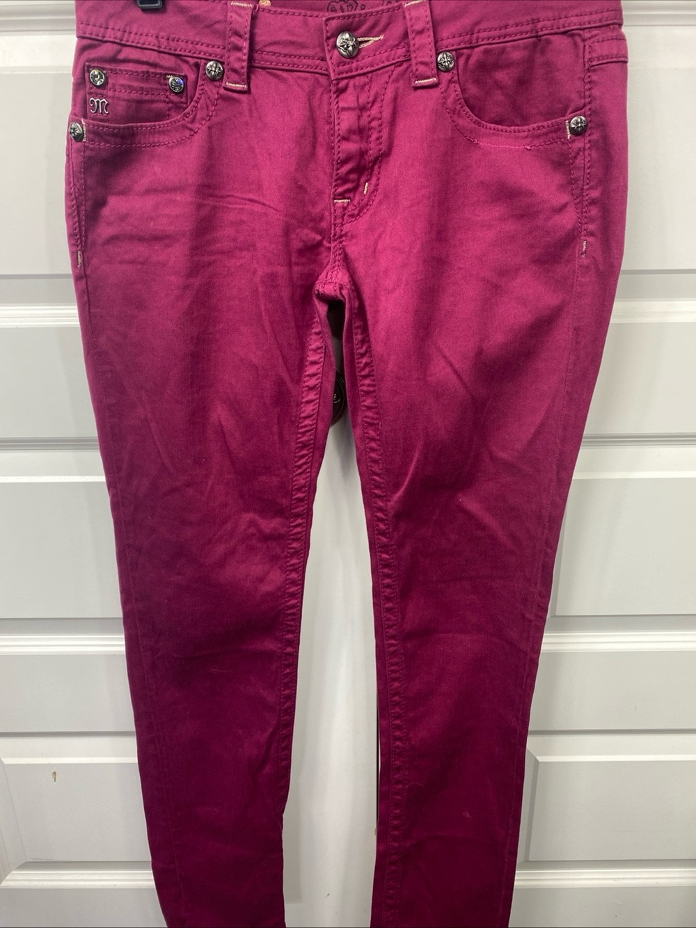 Miss Me Raspberry Purple Angel Wings Skinny Jeans JP5616S3 Embellishment 29x32
